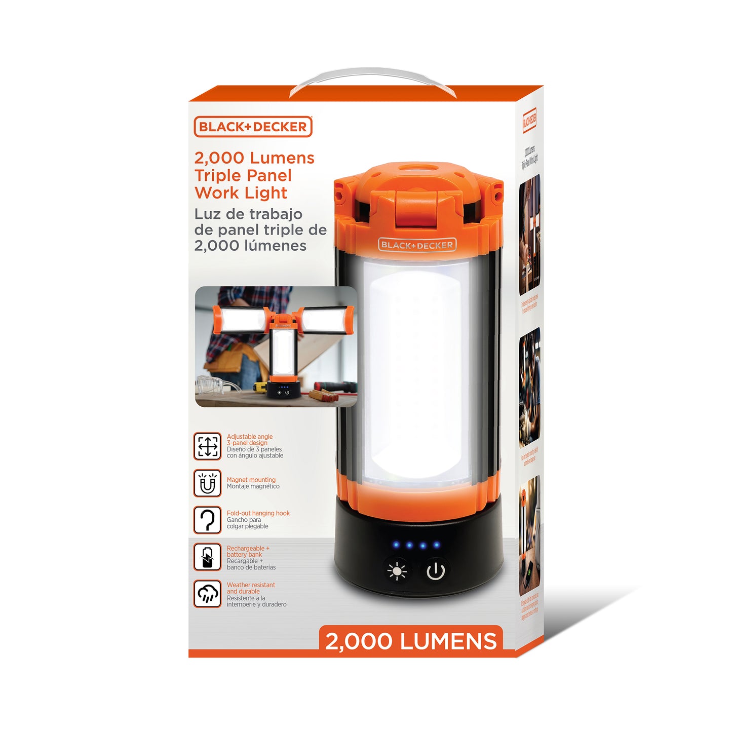 2000Lm 3-Panel Work Light