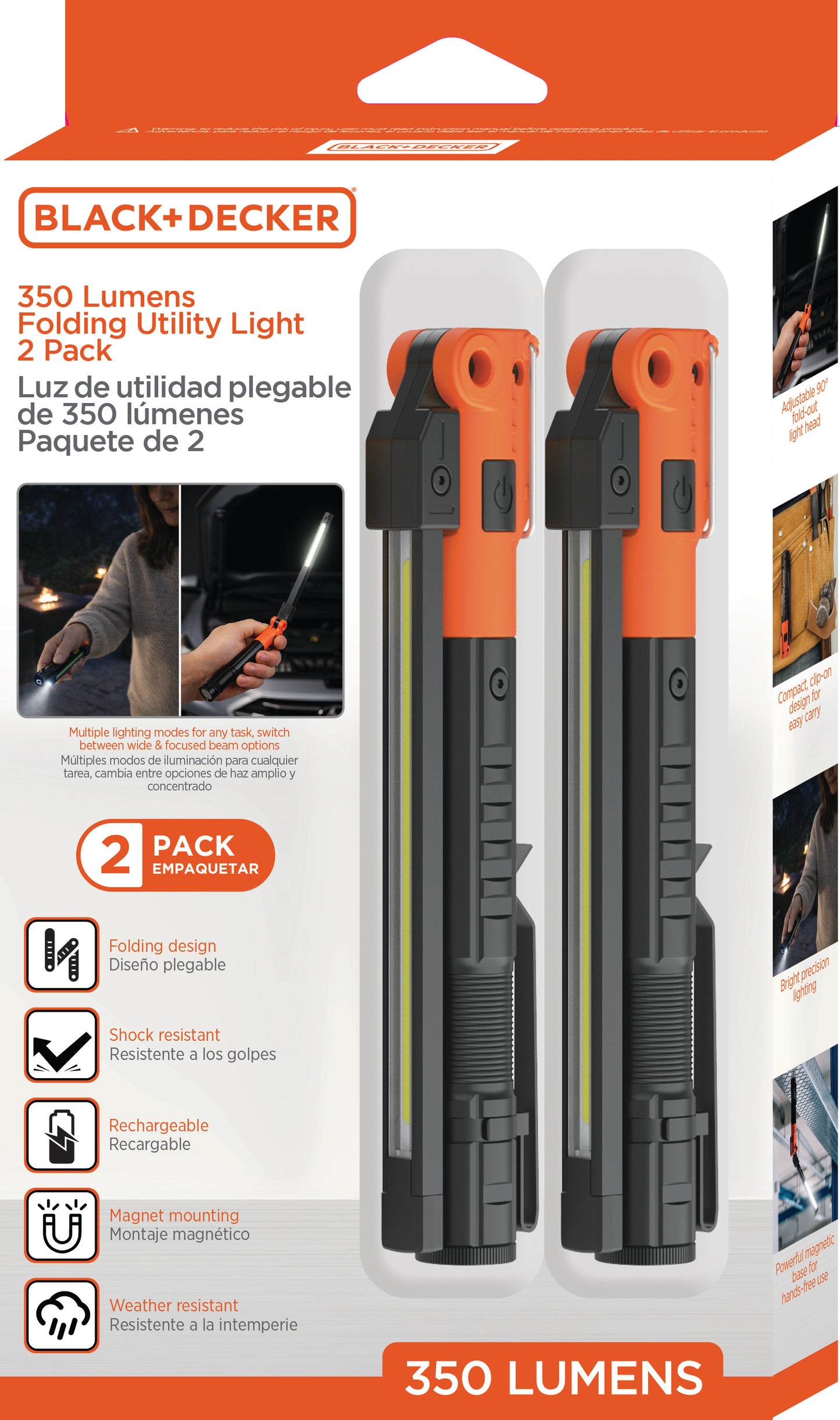 350Lm Folding Util Light 2PK