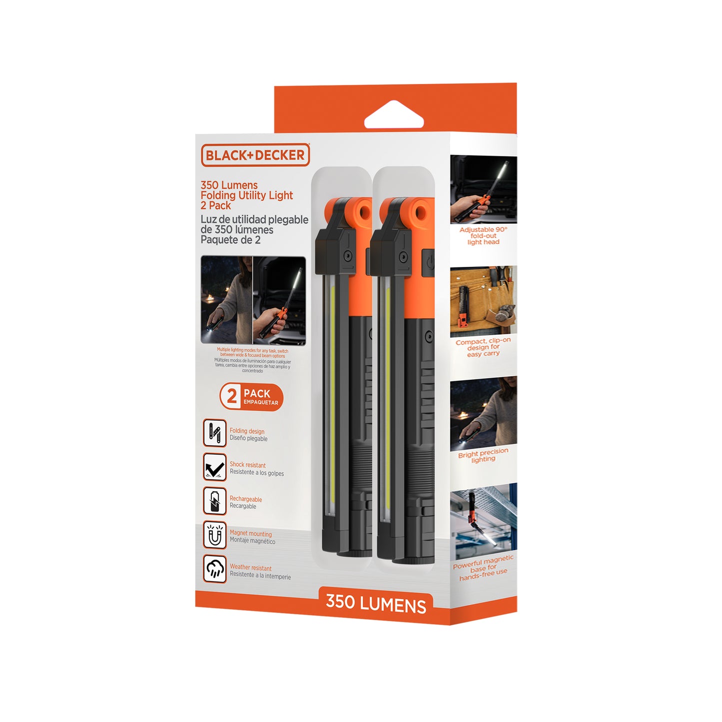 350Lm Folding Util Light 2PK