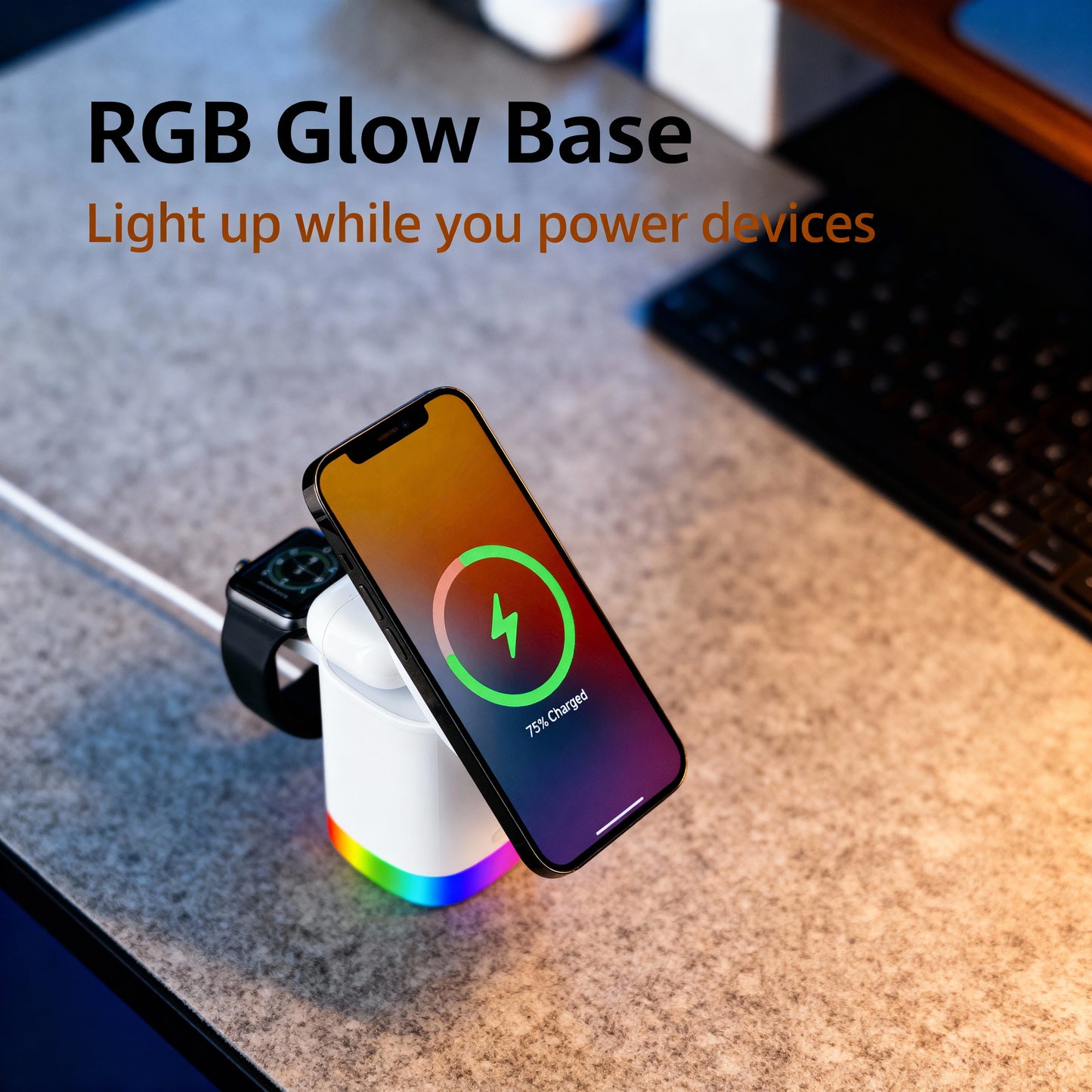 3-in-1 Mag-Safe Wireless Charging Station with Apple Watch and AirPods Dock