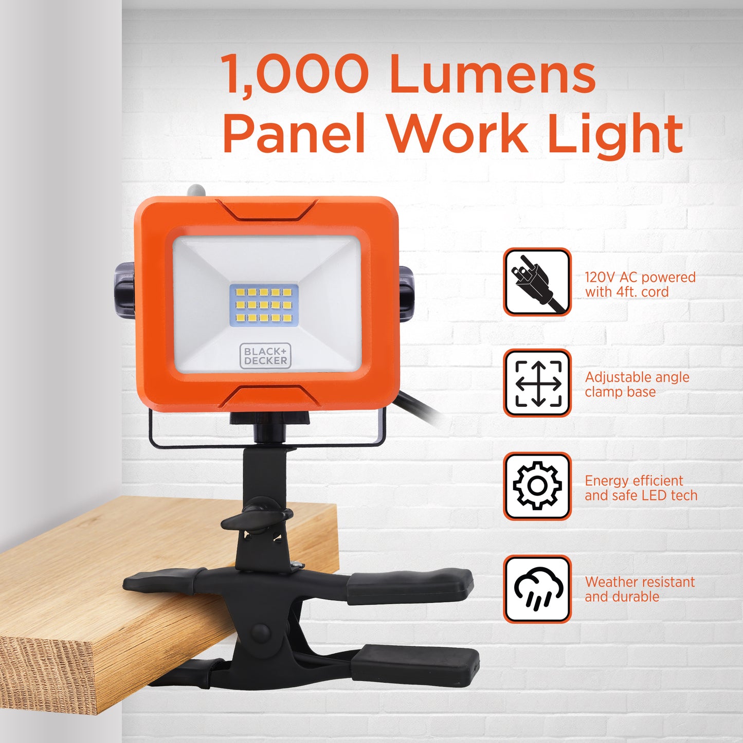 1000LM AC Light Panel w/ Clamp