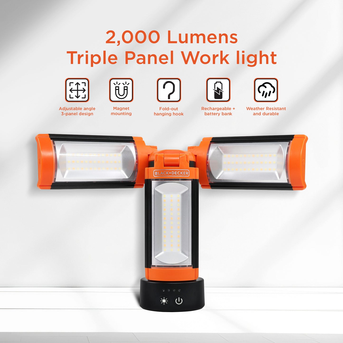 2000Lm 3-Panel Work Light