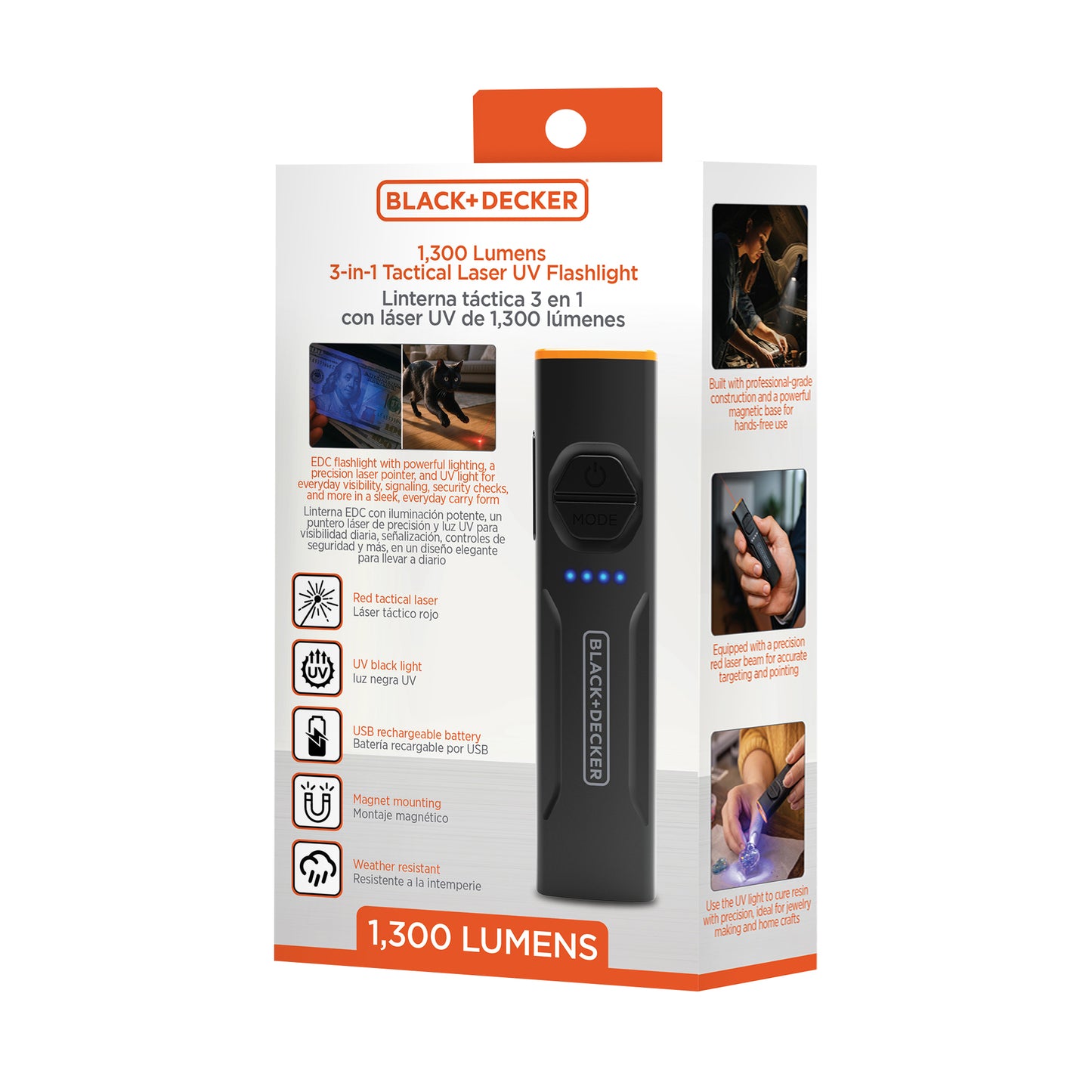 Flashlight w/ UV & Red Laser