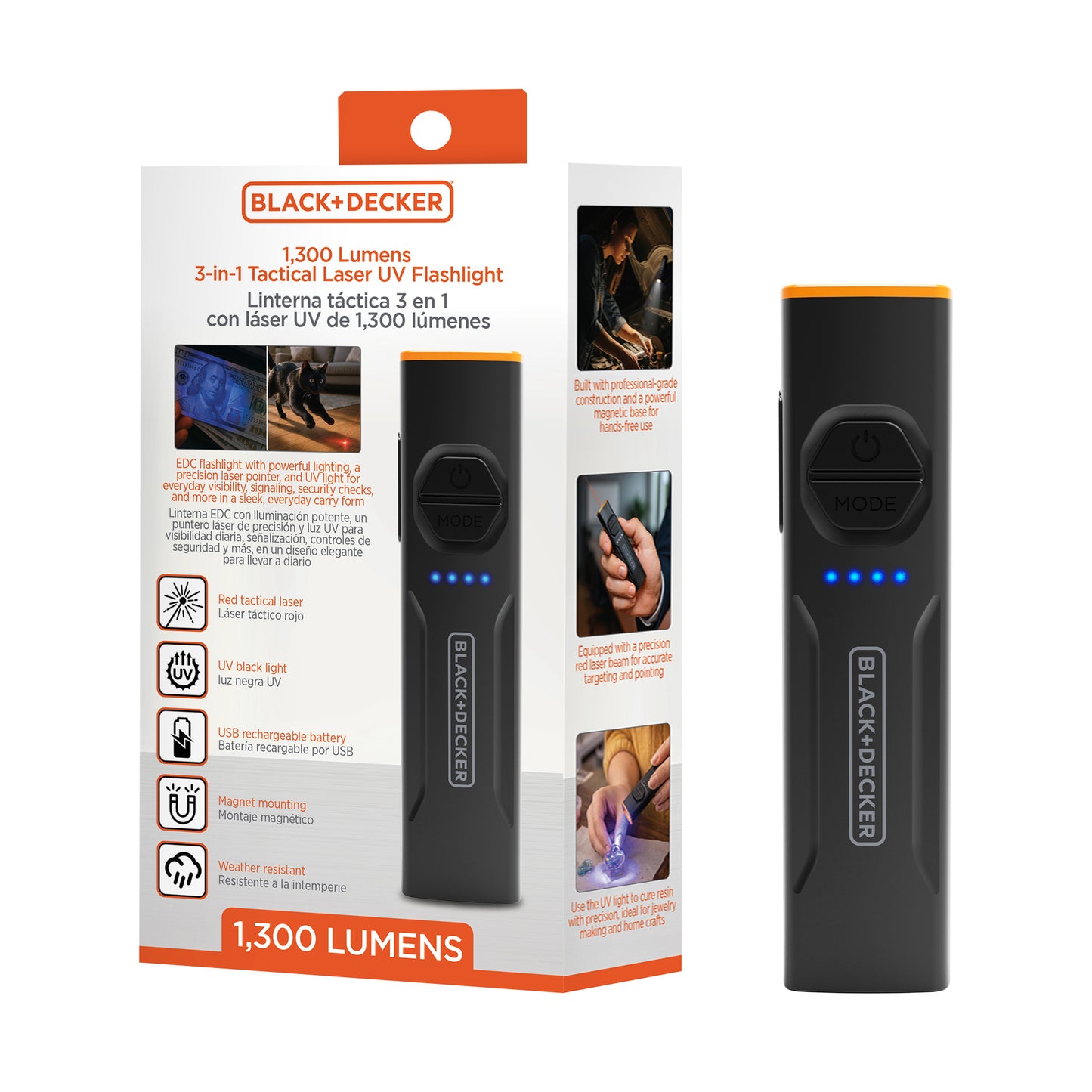 Flashlight w/ UV & Red Laser