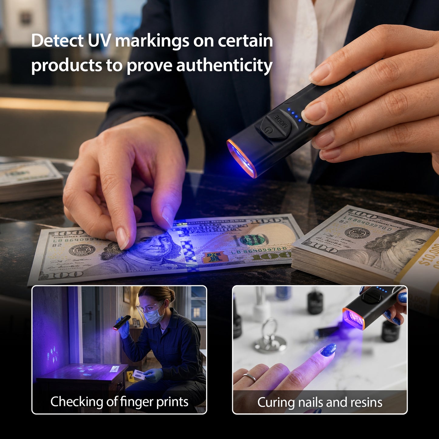Flashlight w/ UV & Red Laser