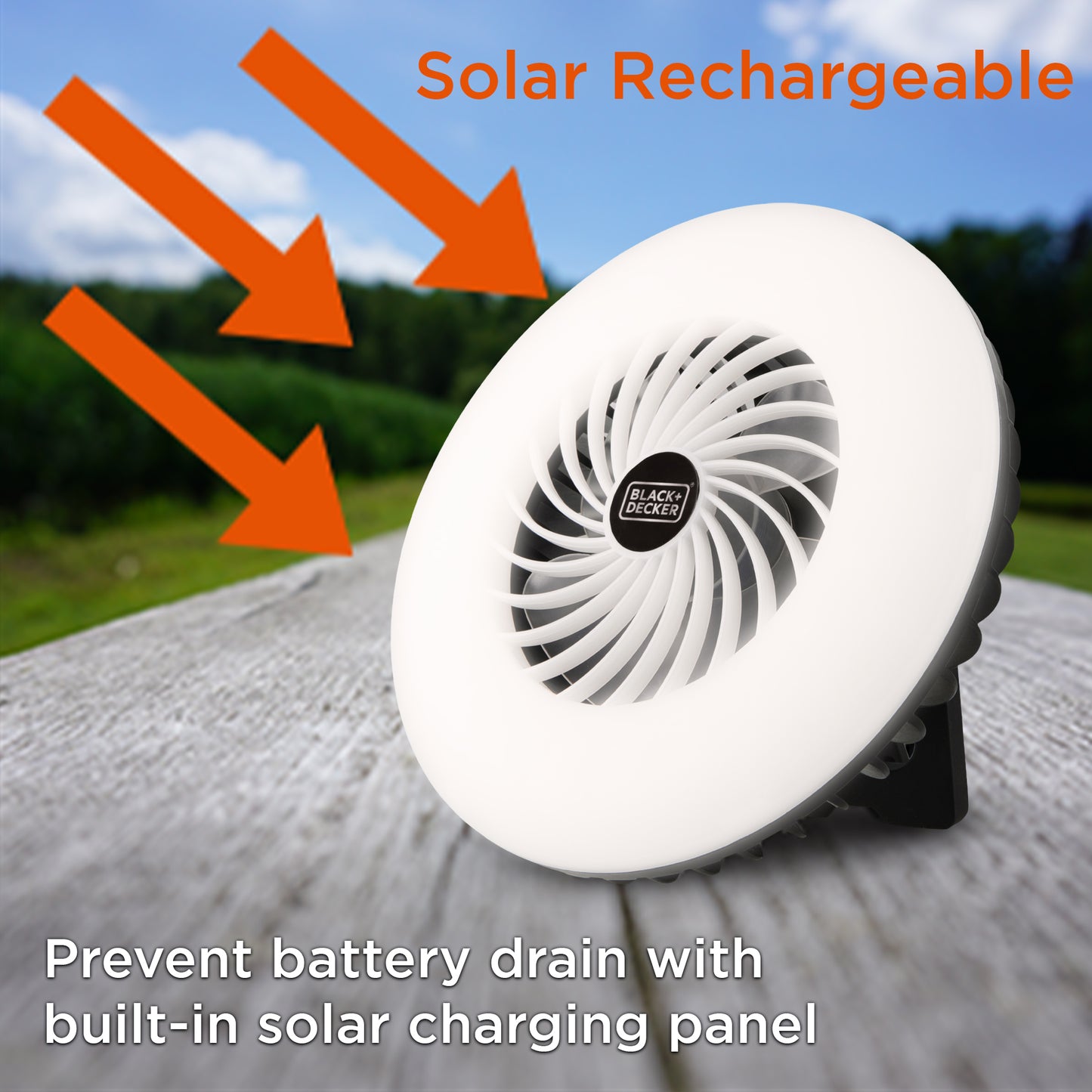 400 Lumens Solar Rechargeable Fan Light