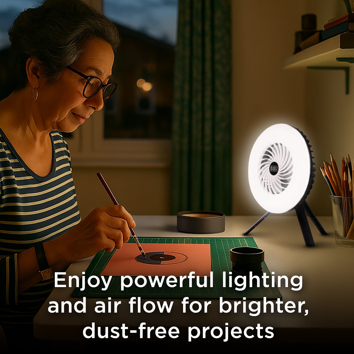 400 Lumens Solar Rechargeable Fan Light