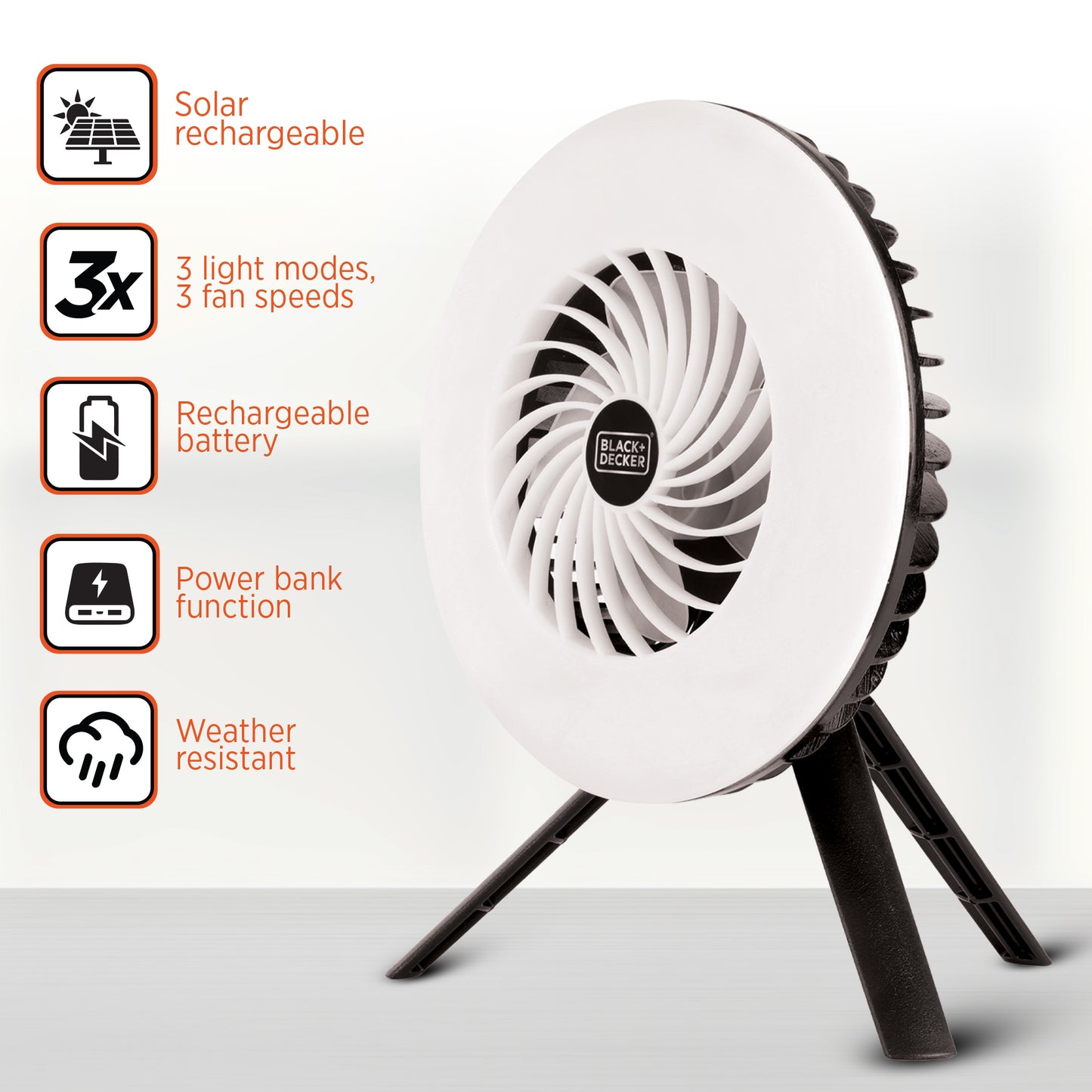 400 Lumens Solar Rechargeable Fan Light