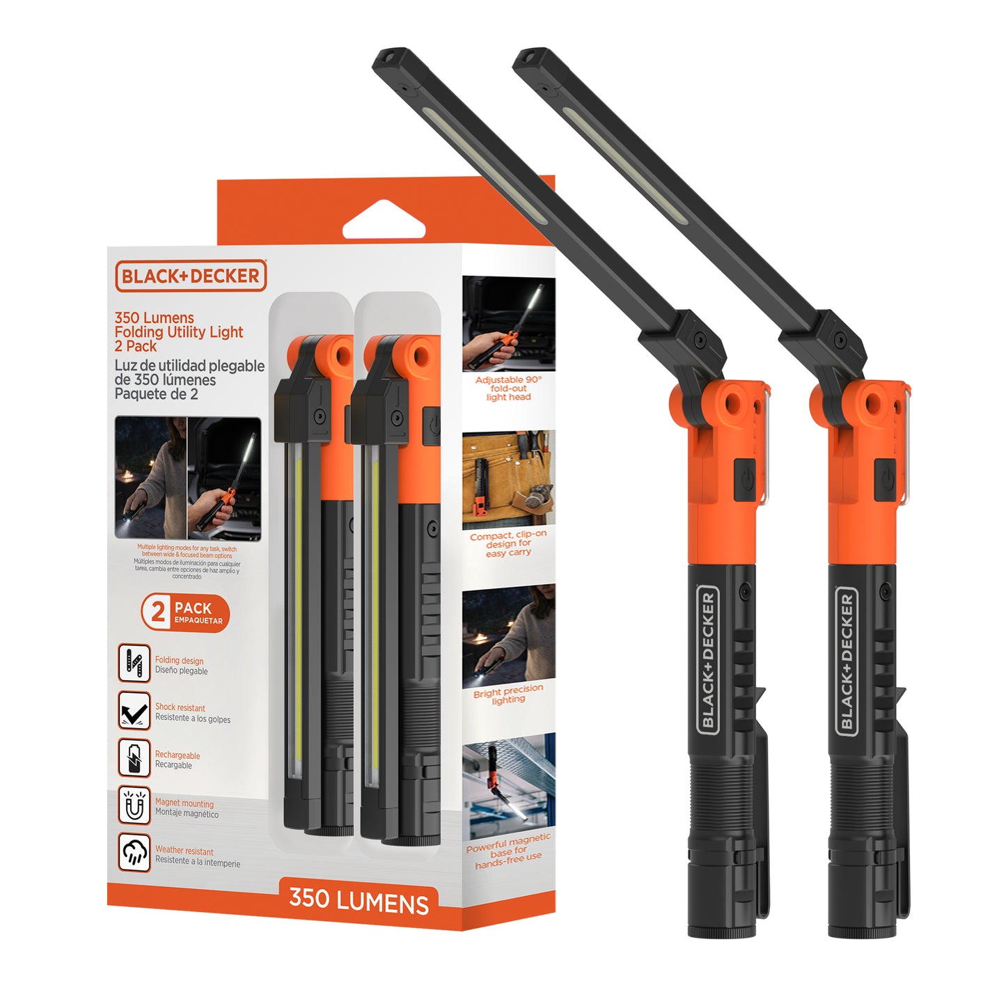 350Lm Folding Util Light 2PK