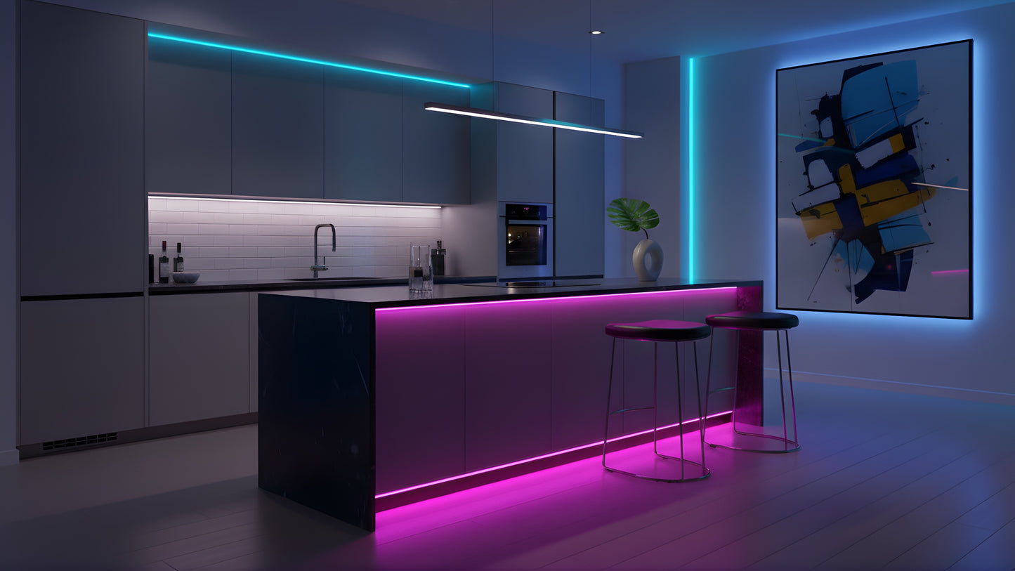 100ft Cut & Customize Indoor LED Light Strip Kit, Includes 3 Connectors